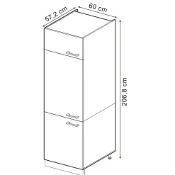 Vicco Kühlumbauschrank Küchenschrank R-Line Solid Eiche Blau Grau 60 cm modern Discount