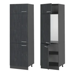 Kühlumbauschrank R-Line Schwarz Beton Anthrazit 60 cm ^ Vicco Clearance