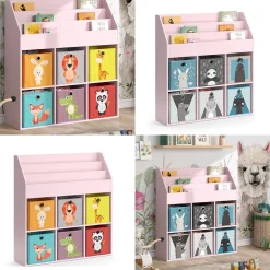 Vicco Kinderbücherregal Luigi 107 x 114 cm, Rosa, Kinderzimmerregal, offene Fächer Sale