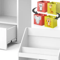 Vicco Kinderregal Bücherregal Wandregal Luigi Weiß 72x96 cm modern Kinderzimmer Regal Spielzeugregal Dekoregal Standregal Aufbewahrungsregal Würfelregal Schublade Ablage Fach freistehend Faltbox Hot