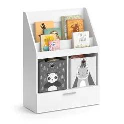 Kinderregal Bücherregal Wandregal Luigi Weiß 72x96 cm modern Kinderzimmer Regal Spielzeugregal Dekoregal Standregal Aufbewahrungsregal Würfelregal Schublade Ablage Fach freistehend Faltbox ^ Vicco Sale