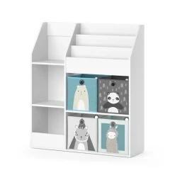 Kinderregal Bücherregal Wandregal Luigi Weiß 100x114 cm modern Faltbox Kinderzimmer Regal Spielzeugregal Dekoregal Standregal Aufbewahrungsregal Würfelregal Ablage Fach freistehend ^ Vicco Outlet