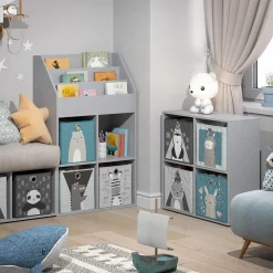 Vicco Kinderregal Bücherregal Wandregal Luigi Hellgrau 72x114 cm modern Kinderzimmer Regal Spielzeugregal Dekoregal Standregal Aufbewahrungsregal Würfelregal Ablage Fach freistehend Outlet
