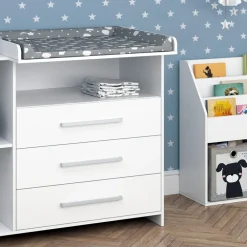 Kinderzimmer-Set "Oskar", Weiß, 2 Teile, mit Wickelkommode und Bücherregal ^ Vicco Discount