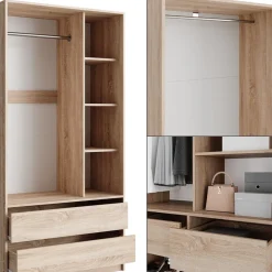 Vicco Kleiderschrank Elmo Sonoma 100 x 200 cm Set mit 3 Teile Outlet