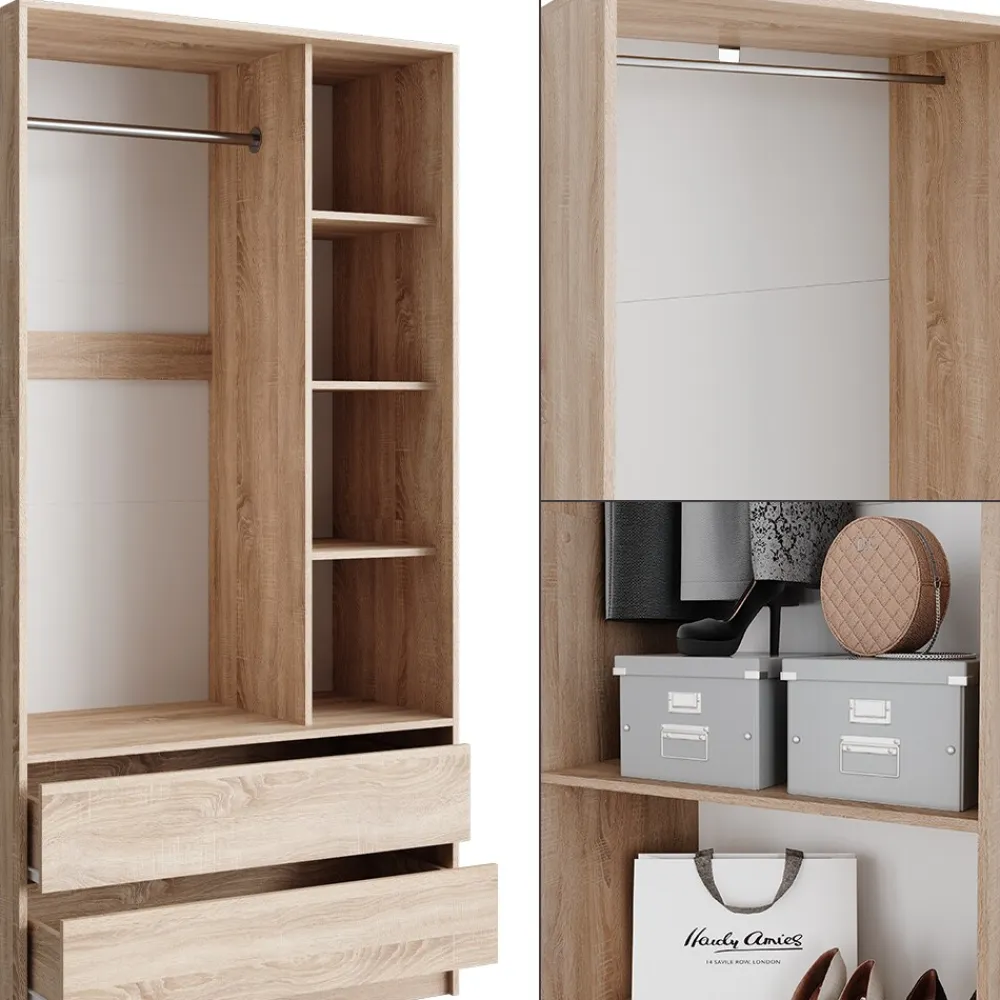 Kleiderschrank Elmo Sonoma 80 x 200 cm Set mit 2 Teile ^ Vicco Best