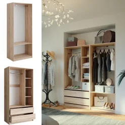 Kleiderschrank Elmo Sonoma 80 x 200 cm Set mit 2 Teile ^ Vicco Best