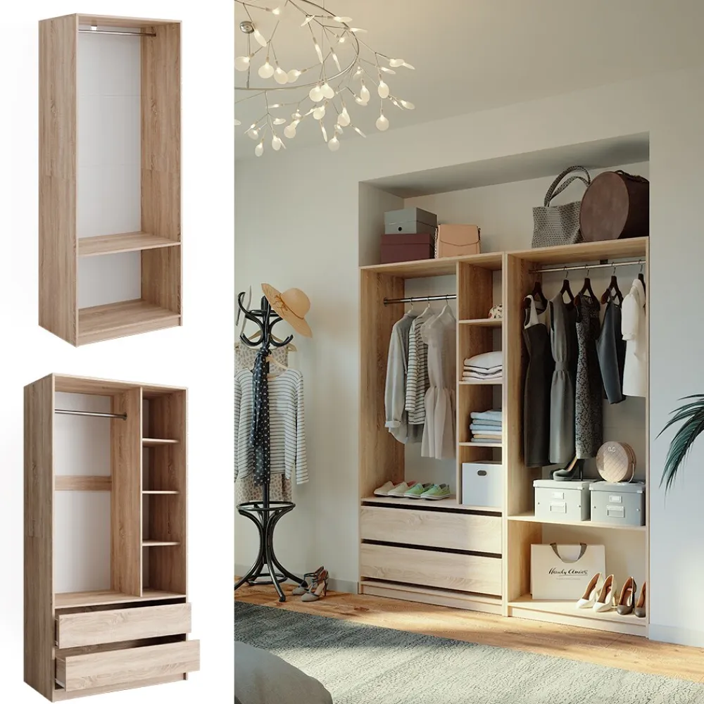 Kleiderschrank Elmo Sonoma 80 x 200 cm Set mit 2 Teile ^ Vicco Best