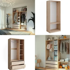 Kleiderschrank Elmo Sonoma 80 x 200 cm Set mit 2 Teile ^ Vicco Best