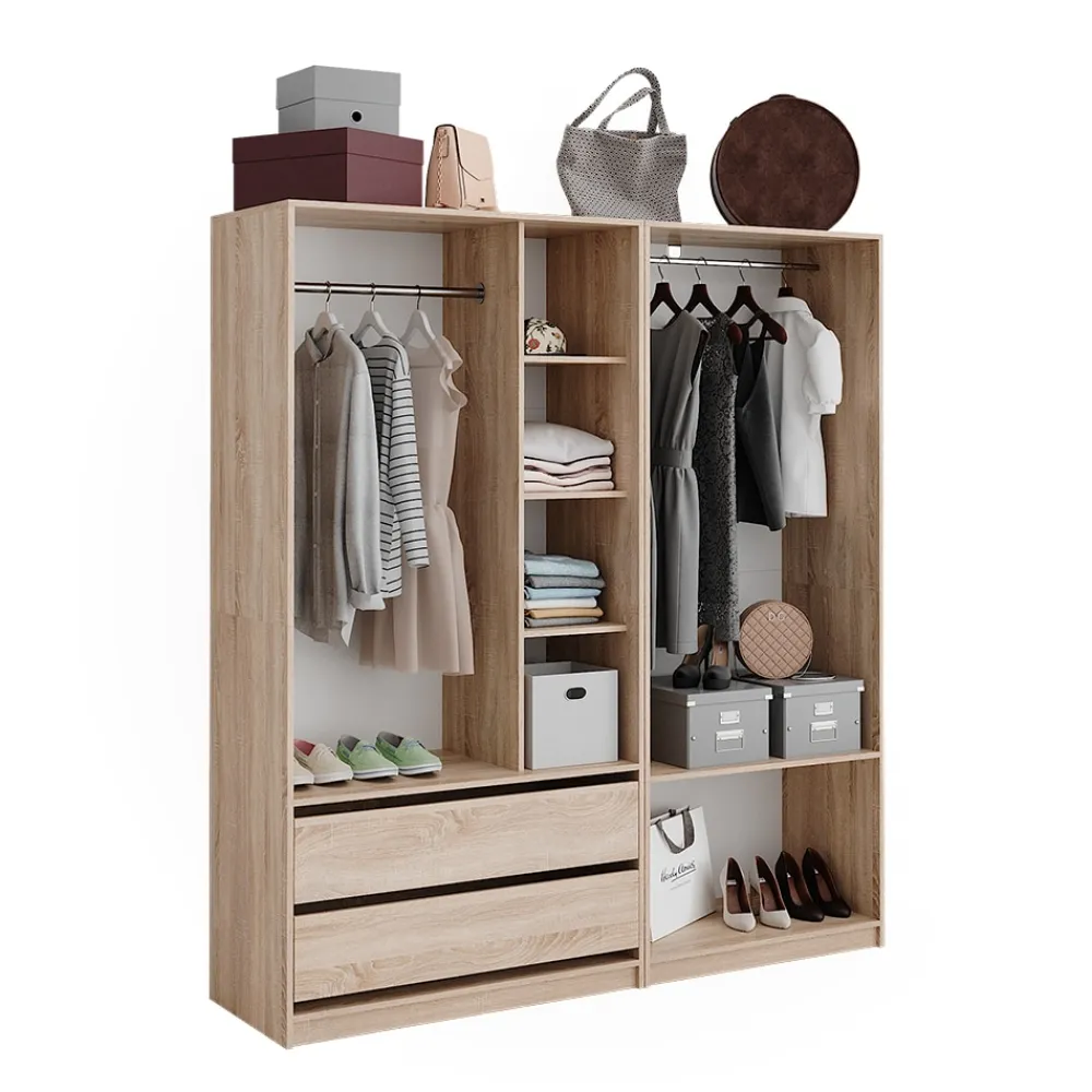 Kleiderschrank Elmo Sonoma 80 x 200 cm Set mit 2 Teile ^ Vicco Best