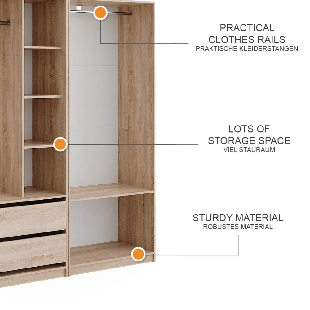 Kleiderschrank Elmo Sonoma 80 x 200 cm Set mit 2 Teile ^ Vicco Best