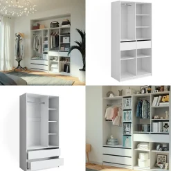 Vicco Kleiderschrank Elmo Weiß 100 x 200 cm Set mit 2 Teile