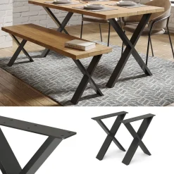 Loft Tischkufen X-Form 42cm Tischbeine Tischgestell Couchtisch Möbelfüße ^ Vicco Discount