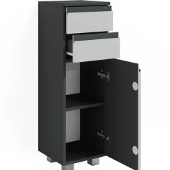 Midischrank Badschrank Badezimmermöbel J-shape Anthrazit Weiß modern 30x95cm Badezimmer Schrank Badmöbel Schranktür Schrankschublade Schrankfach Ablage Aufbewahrung ^ Vicco New