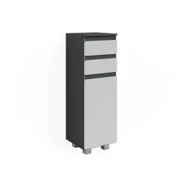 Midischrank Badschrank Badezimmermöbel J-shape Anthrazit Weiß modern 30x95cm Badezimmer Schrank Badmöbel Schranktür Schrankschublade Schrankfach Ablage Aufbewahrung ^ Vicco New