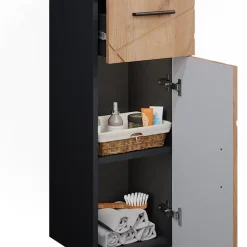 Vicco Midischrank Badschrank Badezimmermöbel Irma Anthrazit Eiche modern 30x81 cm Badezimmer Schrank Badmöbel Schranktür Schrankfach Schrankschublade Ablage Aufbewahrung New