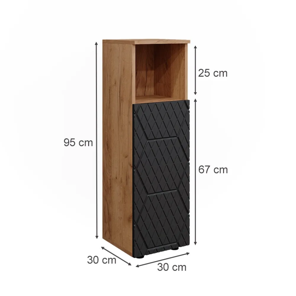 Midischrank Irma Eiche Anthrazit 30 x 95 cm Badezimmer ^ Vicco Discount