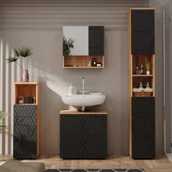 Midischrank Irma Eiche Anthrazit 30 x 95 cm Badezimmer ^ Vicco Discount