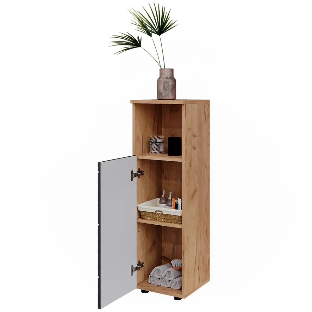 Midischrank Irma Eiche Anthrazit 30 x 95 cm Badezimmer ^ Vicco Discount
