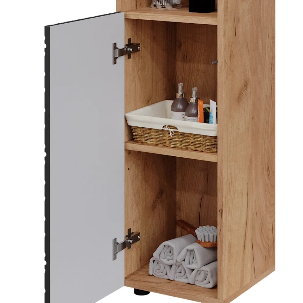 Midischrank Irma Eiche Anthrazit 30 x 95 cm Badezimmer ^ Vicco Discount