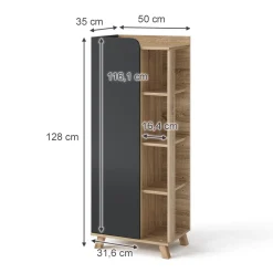 Vicco Midischrank Karen Sonoma Anthrazit 50 x 128 cm Tür offene Fächer Discount