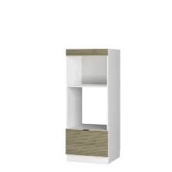 Mikrowellenschrank Fame-Line Weiß Eiche gefräst 60 cm mit Schublade ^ Vicco New
