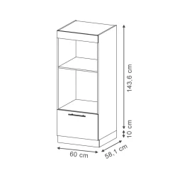 Mikrowellenschrank Fame-Line Weiß Eiche gefräst 60 cm mit Schublade ^ Vicco New