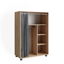 Vicco mobiler Kinderkleiderschrank Dielenschrank Garderobe Doros Sonoma modern 100 x 147 cm offen rollbar Discount