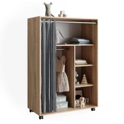 Vicco mobiler Kinderkleiderschrank Dielenschrank Garderobe Doros Sonoma modern 100 x 147 cm offen rollbar Discount