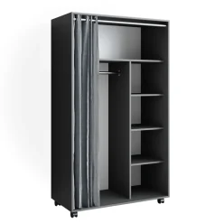 Vicco mobiler Kinderkleiderschrank Dielenschrank Garderobe Doros Grau modern 100 x 168 cm offen rollbar Clearance