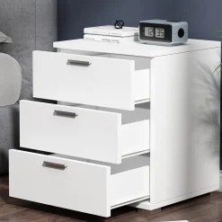 Vicco Nachtschrank Marseille 46,2 x 60 cm, Nachttisch mit 3 Schubfächer New