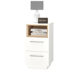 Nachtschrank Nachttisch Nachtkommode Beatrice Weiß 2 Schubladen Kommode ^ Vicco New