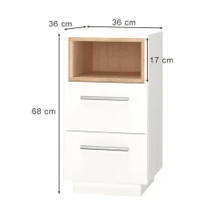 Nachtschrank Nachttisch Nachtkommode Beatrice Weiß 2 Schubladen Kommode ^ Vicco New