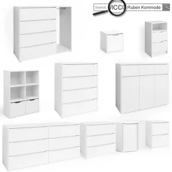 Nachtschrank RUBEN Nachttisch Weiß Kommode Schlafzimmer Schublade Ablage ^ Vicco Clearance
