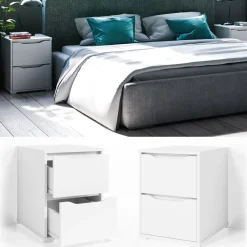 Nachtschrank RUBEN Nachttisch Weiß Kommode Schlafzimmer Schublade Ablage ^ Vicco Clearance