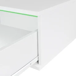 Nachtschrank Samira 49 x 38 cm, Weiß Hochglanz + LED, Fernbedienung ^ Vicco Best