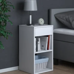 Vicco Nachttisch Beistelltisch Nachtschrank Dany weiß Nachtkommode für Faltbox New