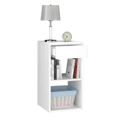 Vicco Nachttisch Beistelltisch Nachtschrank Dany weiß Nachtkommode für Faltbox New