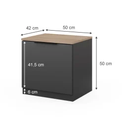 Vicco Nachttisch Betti, 50 x 50 cm, Anthrazit Sonoma mit 1 Klappe, Schlafzimmer Discount