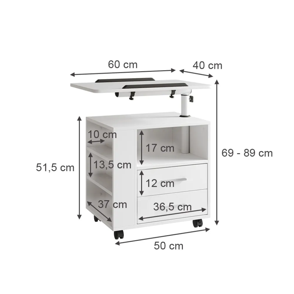 Nachttisch Bora Weiß 90 x 40 cm mit 2 Schubladen ^ Vicco Clearance