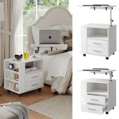 Nachttisch Bora Weiß 90 x 40 cm mit 2 Schubladen ^ Vicco Clearance