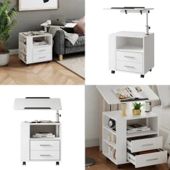 Nachttisch Bora Weiß 90 x 40 cm mit 2 Schubladen ^ Vicco Clearance