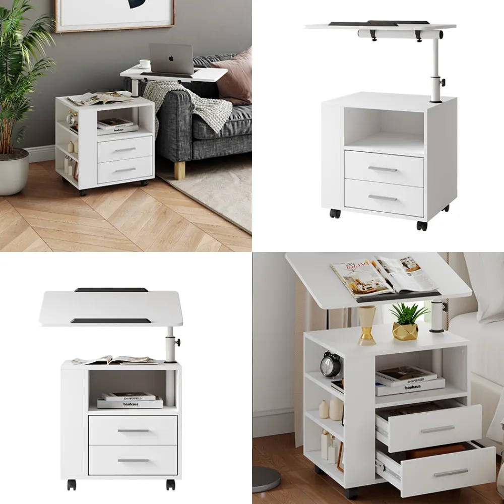 Nachttisch Bora Weiß 90 x 40 cm mit 2 Schubladen ^ Vicco Clearance