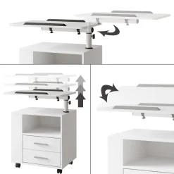 Nachttisch Bora Weiß 90 x 40 cm mit 2 Schubladen ^ Vicco Clearance