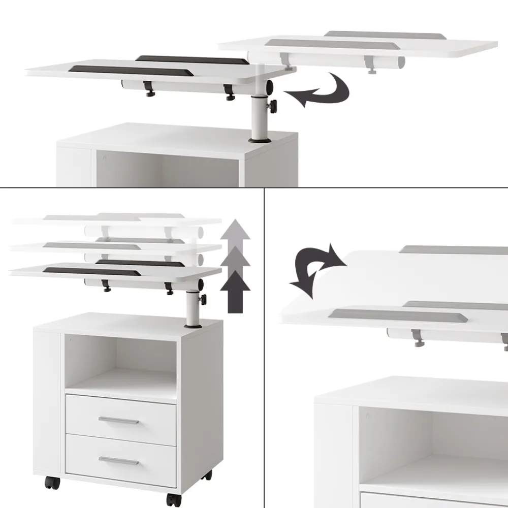 Nachttisch Bora Weiß 90 x 40 cm mit 2 Schubladen ^ Vicco Clearance