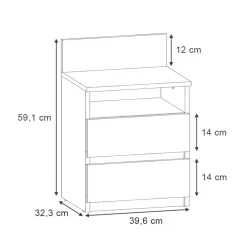 Vicco Nachttisch Monty, 39,6 x 59,1 cm, Goldkraft Eiche, Nachtschrank mit 2 Schubfächer Online