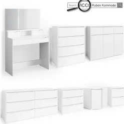 Vicco Nachttisch Ruben weiß Nachtkommode 2 Schubladen für Boxspringbett Kommode Discount