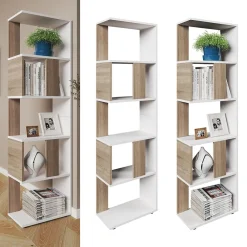 Vicco Raumteiler Bücherregal Standregal Büroregal Regal 5 Fächer Weiß Sonoma Discount