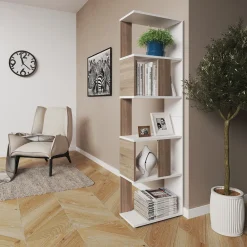 Vicco Raumteiler Bücherregal Standregal Büroregal Regal 5 Fächer Weiß Sonoma Discount