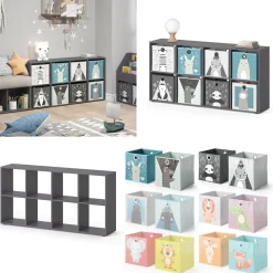 Vicco Raumteiler Standregal Bücherregal 8 Fächer Scutum Grau Kinder-Faltboxen Hot